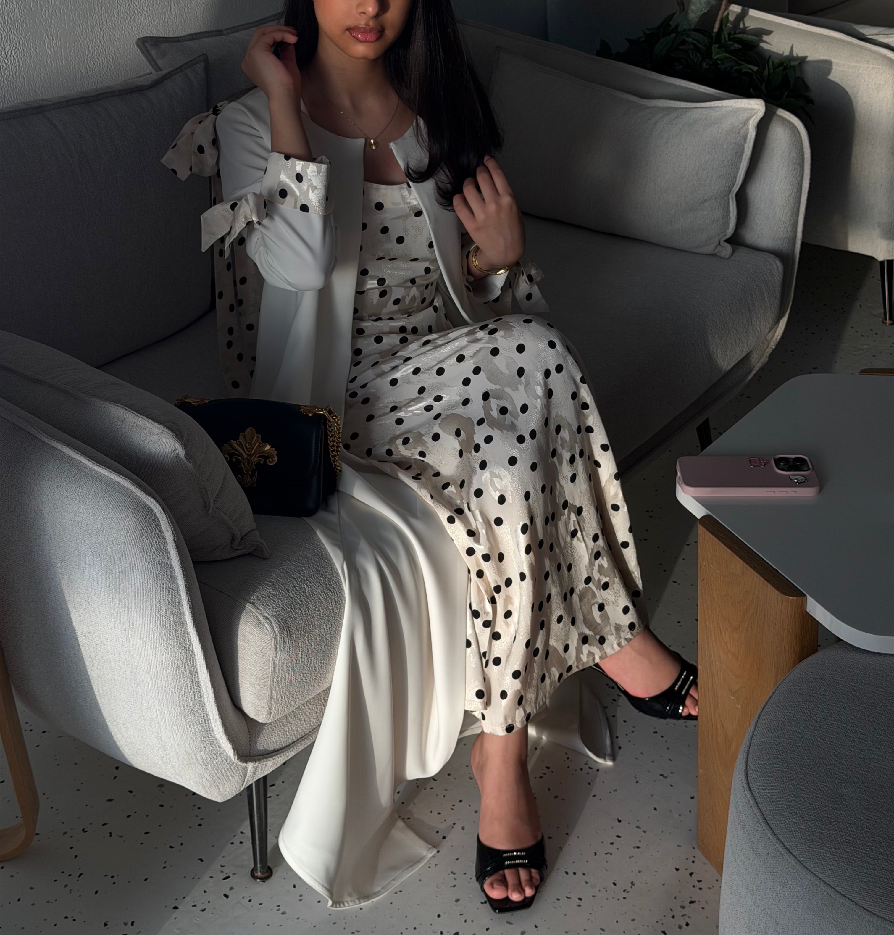 Polka Dot ( full set abaya with inner dress & Sheila )